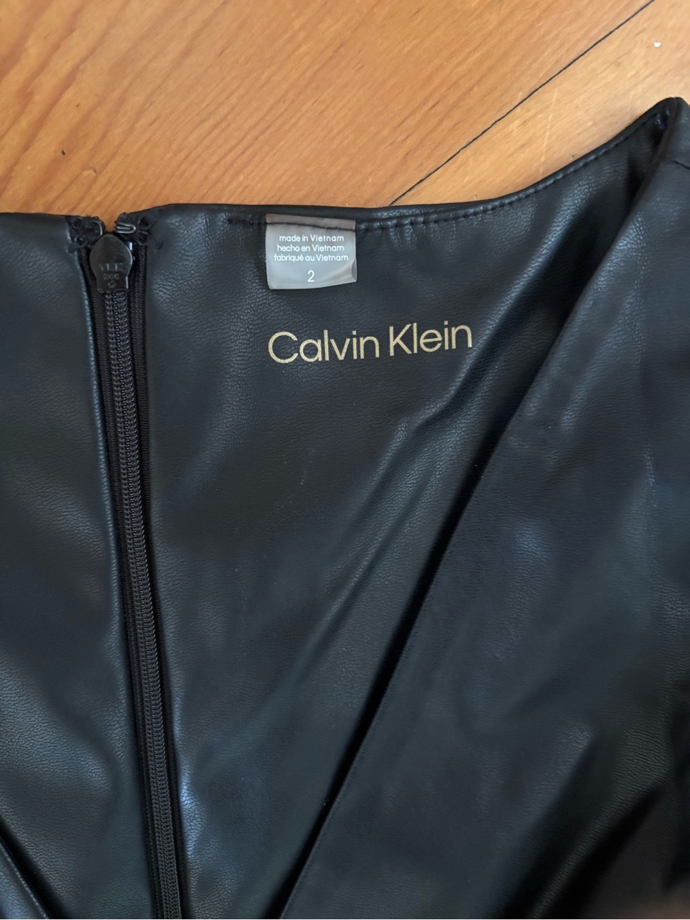 Calvin Klein Wide Leg Jumpsuit with Black Faux Leather Top